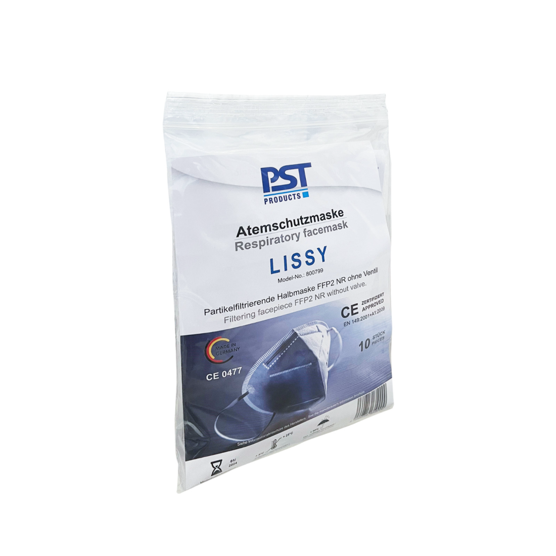 PST Partikelfiltrierende Halbmaske Lissy - FFP2 Maske ohne Ventil,  Made in Germany - hergestellt in Deutschland